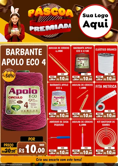Modelo de Encarte para Encarte A4 Vertical com o tema Páscoa Premiada para Armarinho e Aviamentos