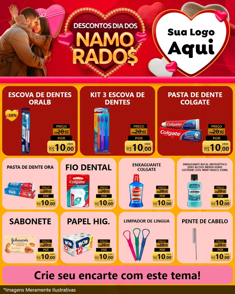 Modelo de Rede Social para Feed Instagram com o tema Descontos Dia dos Namorados para Higiene Pessoal