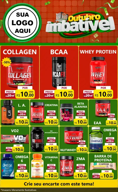 Modelo de Encarte para Encarte Grande com o tema Outubro Imbatível para Suplementos alimentares