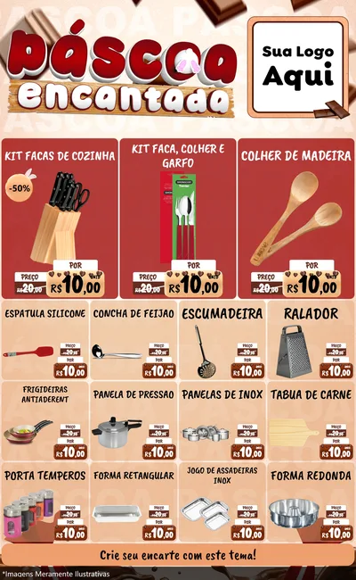 Modelo de Encarte para Encarte Grande com o tema Páscoa Encantada para Utilidades Domésticas