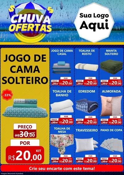 Modelo de Encarte para Encarte A4 Vertical com o tema Chuva de Ofertas para Cama, Mesa e Banho