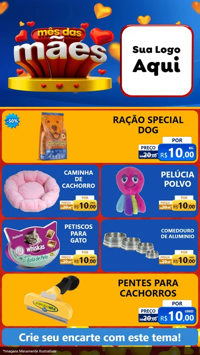 Modelo de TV para TV Vertical com o tema Mês das Mães para Pet Shop