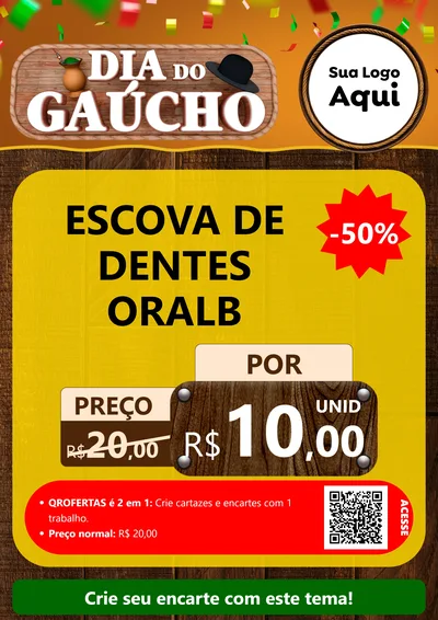 Modelo de Cartaz para Cartaz A4 Vertical com o tema Dia do Gaúcho para Higiene Pessoal