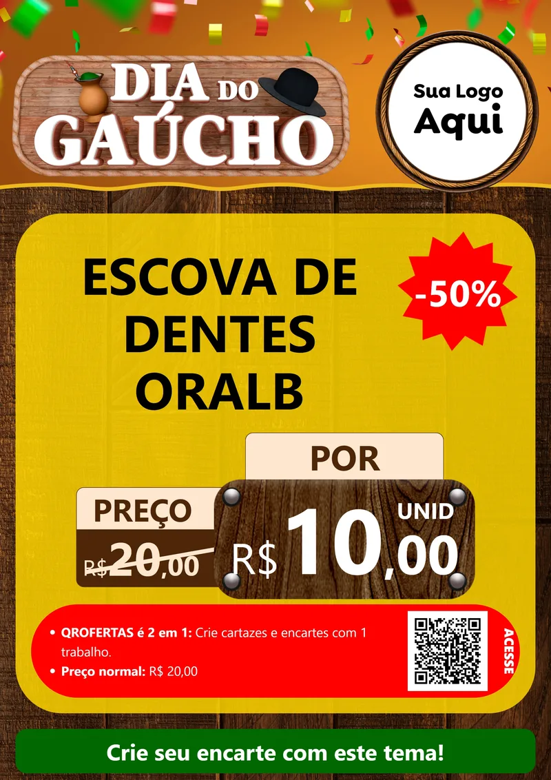 Modelo de Cartaz para Cartaz A4 Vertical com o tema Dia do Gaúcho para Higiene Pessoal