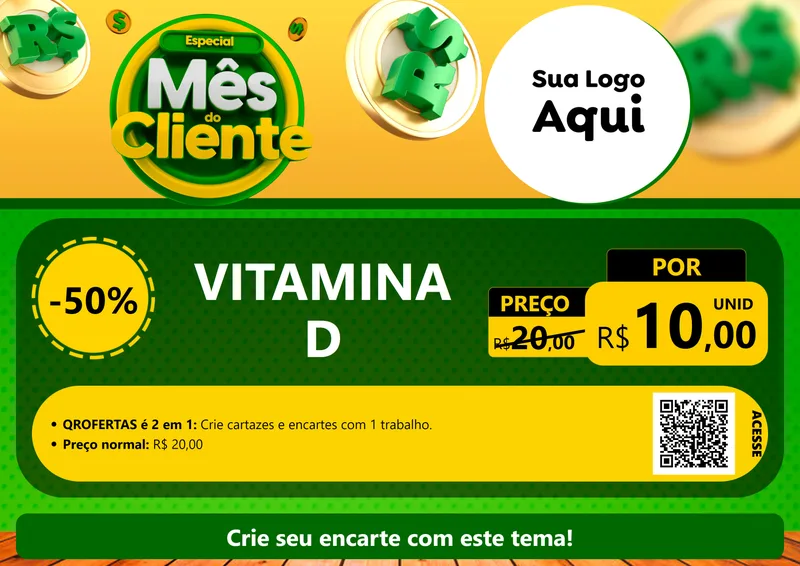 Modelo de Cartaz para Cartaz A4 Horizontal com o tema Especial Mês do Cliente para Farmácia
