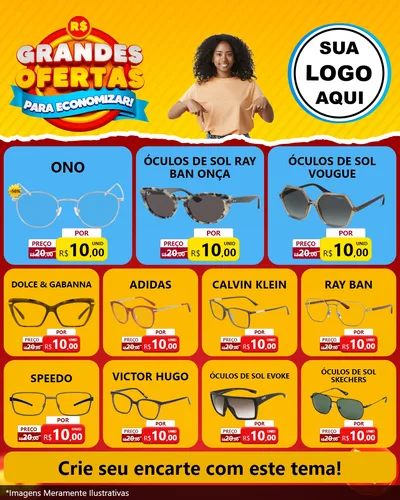 Modelo de Rede Social para Feed Instagram com o tema Grandes Ofertas Para Economizar! para Óticas