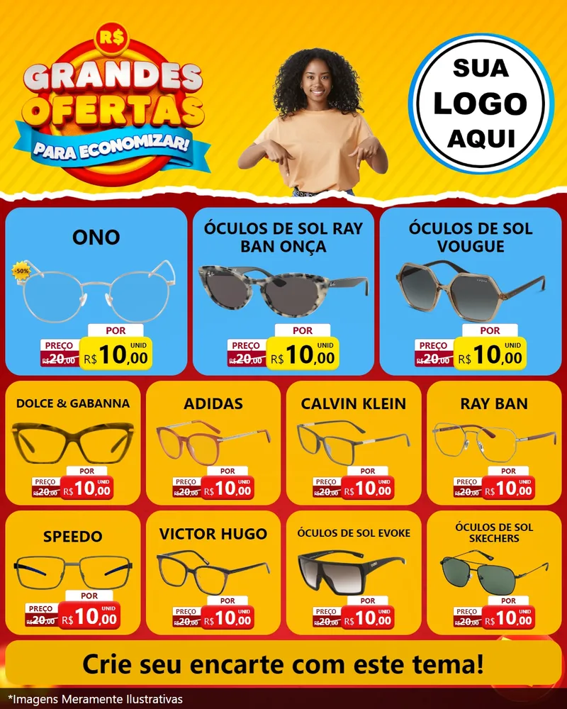 Modelo de Rede Social para Feed Instagram com o tema Grandes Ofertas Para Economizar! para Óticas