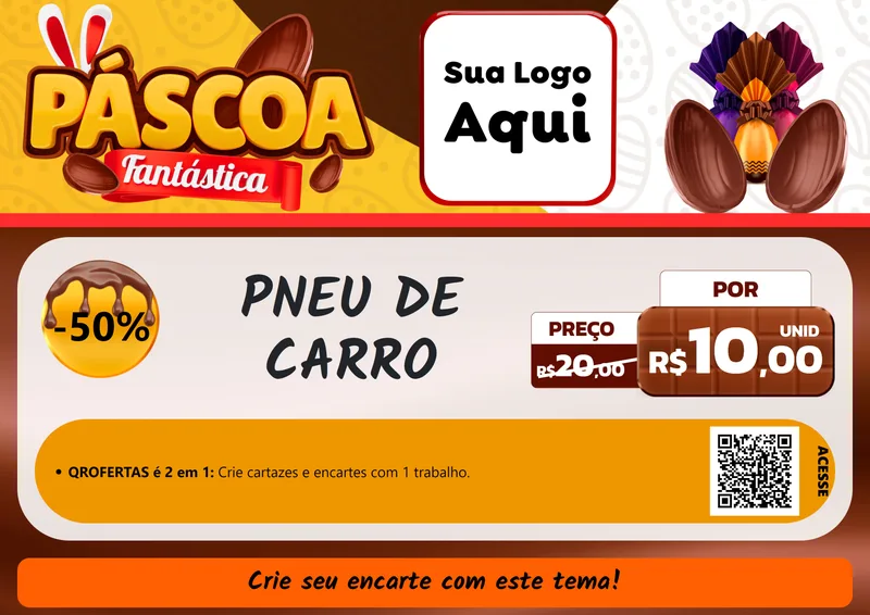 Modelo de Cartaz para Cartaz A4 Horizontal com o tema Páscoa Fantástica para Auto peças