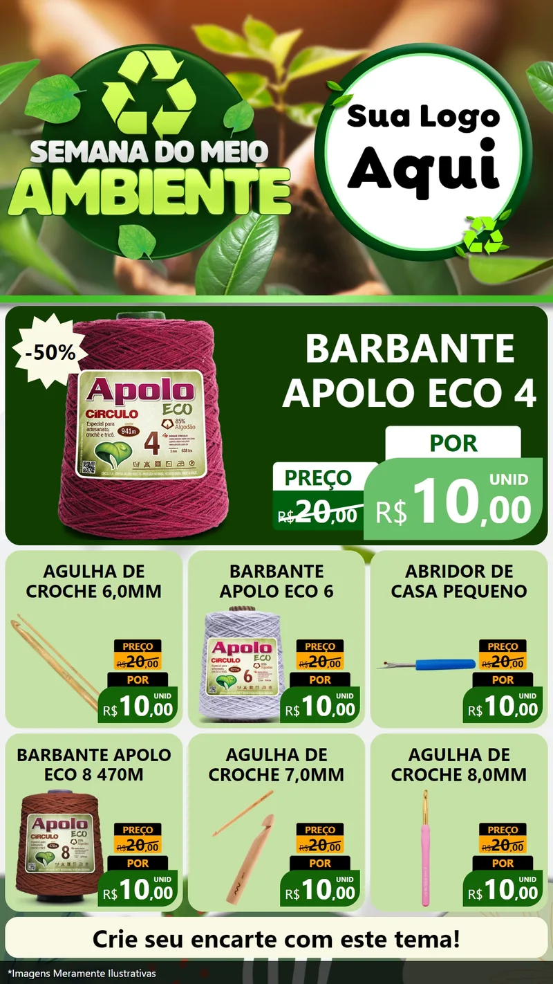 Modelo de Rede Social para Stories com o tema Semana do Meio Ambiente para Armarinho e Aviamentos