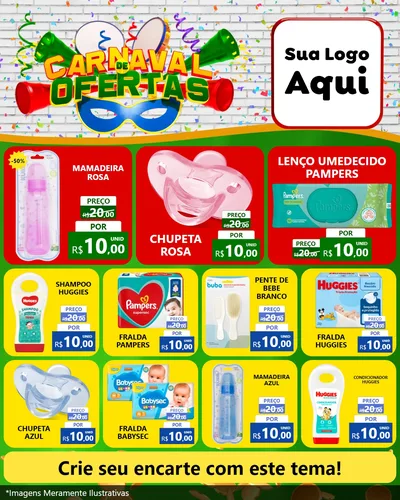 Modelo de Rede Social para Feed Instagram com o tema Carnaval de Ofertas para Bebês
