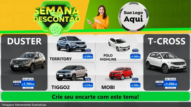 Modelo de TV para TV Horizontal com o tema Semana de Descontão - Copa para Concessionaria de Carros