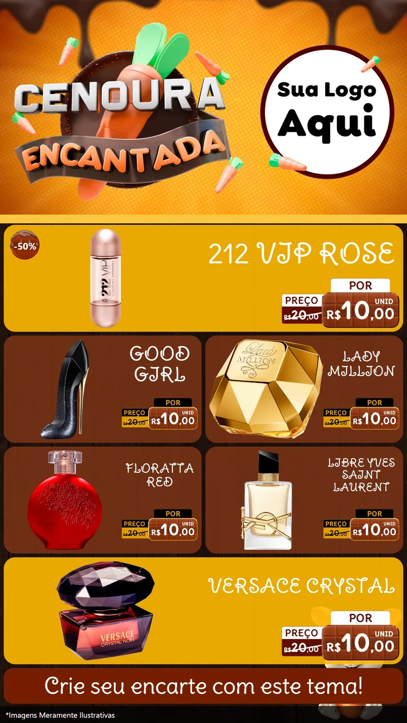 Modelo de TV para TV Vertical com o tema Cenoura Encantada - Páscoa para Perfumes