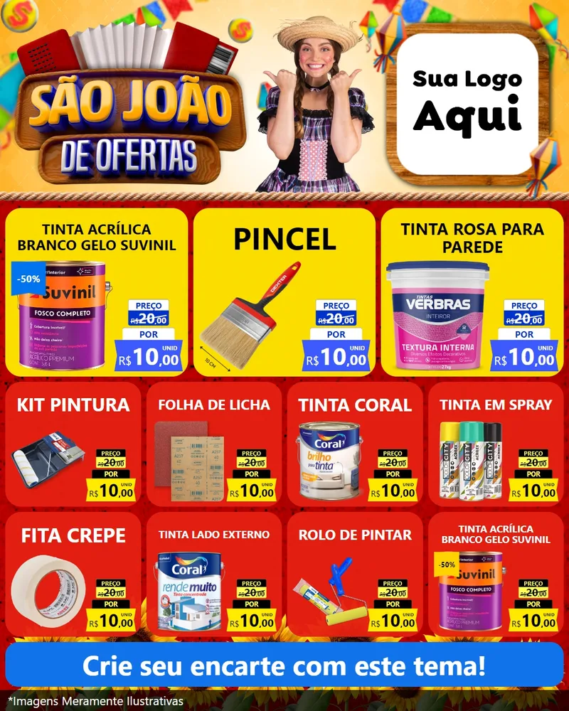 Modelo de Rede Social para Feed Instagram com o tema São João de Ofertas para Tintas e Ferramentas