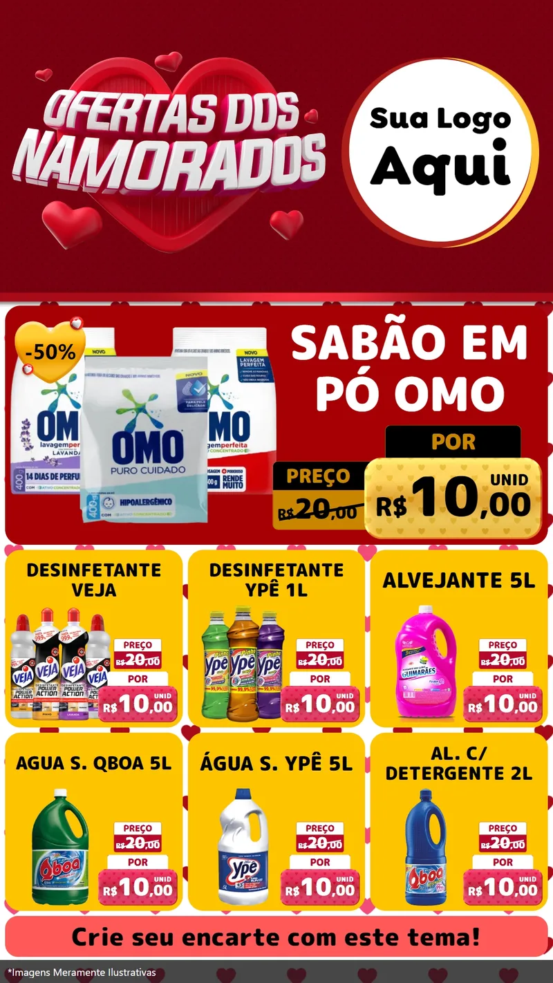 Modelo de Rede Social para Stories com o tema Ofertas Dos Namorados para Produtos de Limpeza