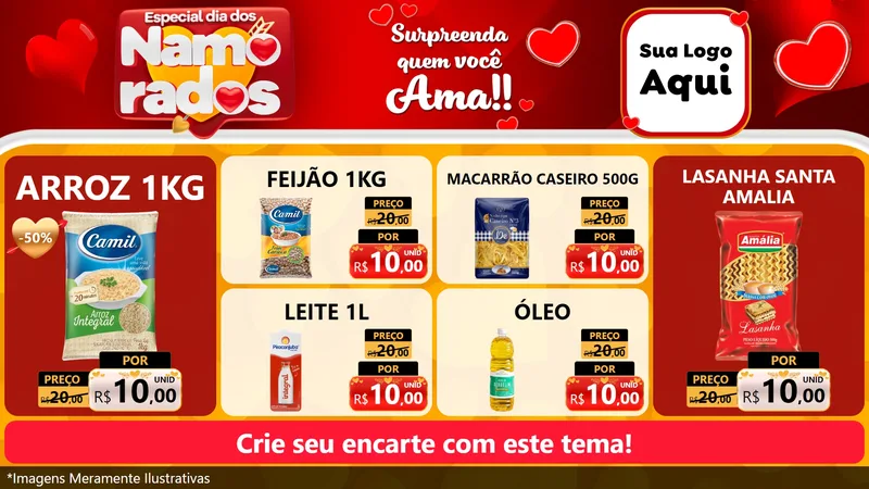 Modelo de TV para TV Horizontal com o tema Especial Dia dos Namorados para Supermercado