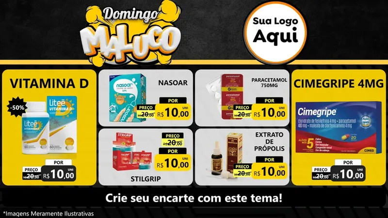 Modelo de TV para TV Horizontal com o tema Domingo Maluco para Farmácia