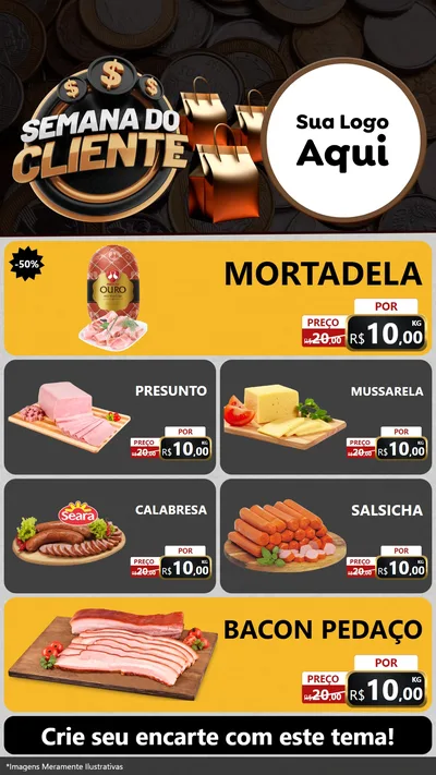 Modelo de TV para TV Vertical com o tema Semana do Cliente para Frios e Laticínios