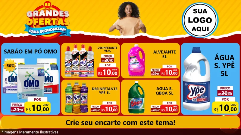 Modelo de TV para TV Horizontal com o tema Grandes Ofertas Para Economizar! para Produtos de Limpeza