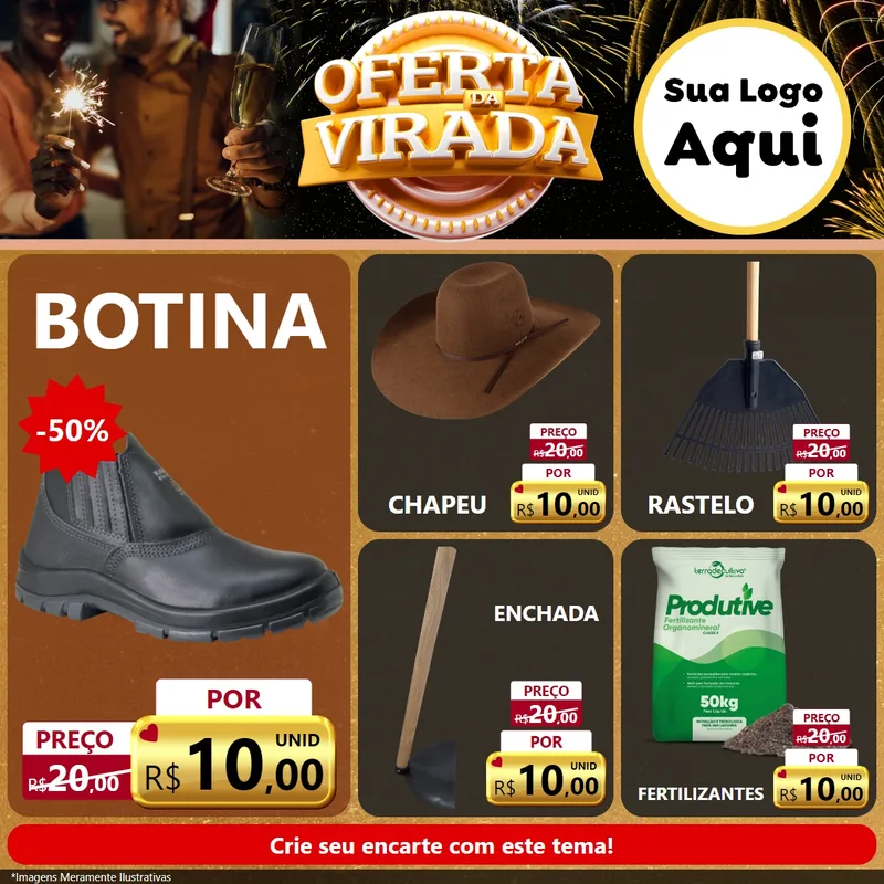 Modelo de Rede Social para Feed Facebook com o tema Oferta da Virada para Agropecuária