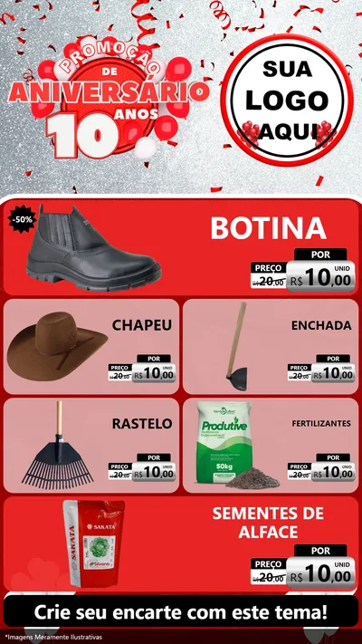 Modelo de TV para TV Vertical com o tema Promoção de Aniversário - 10 Anos para Agropecuária