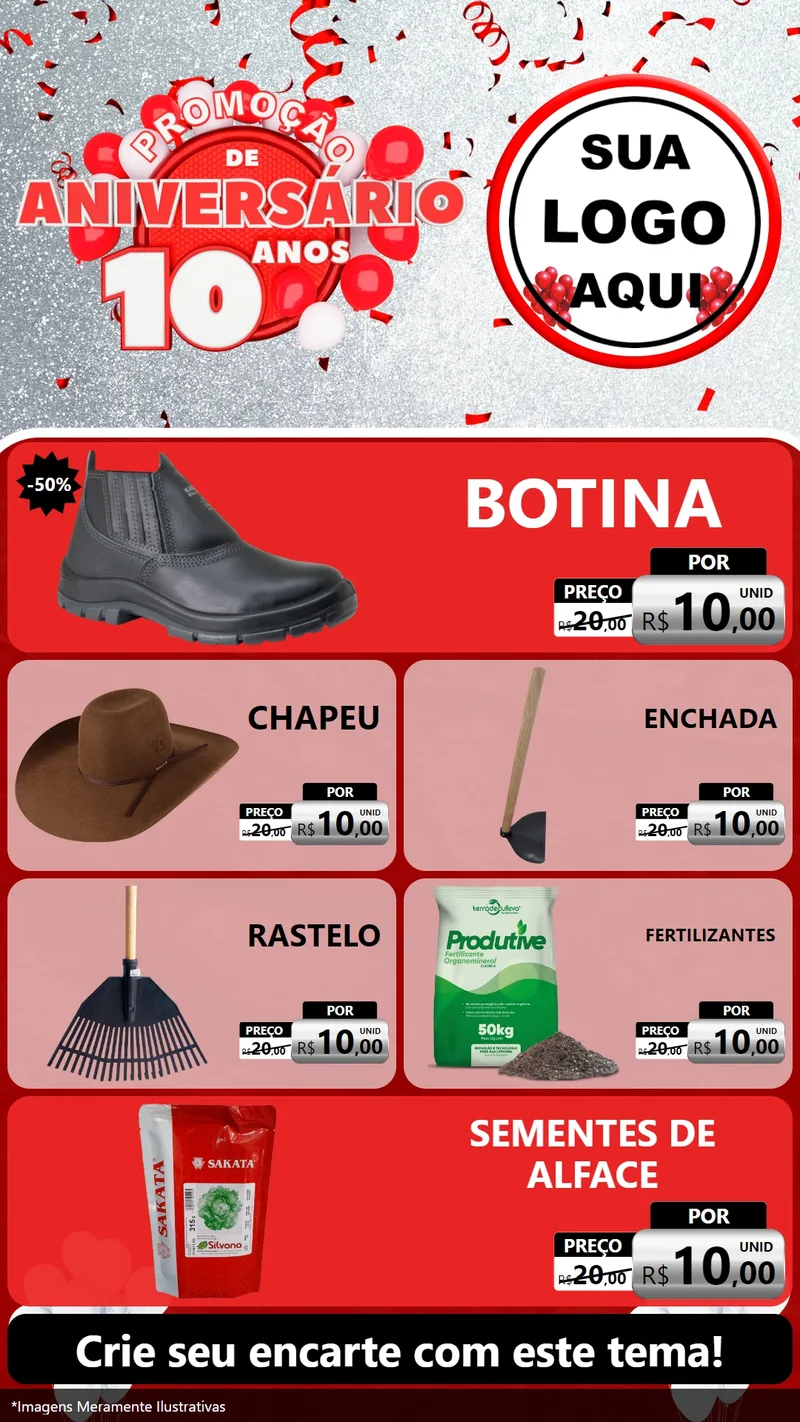 Modelo de TV para TV Vertical com o tema Promoção de Aniversário - 10 Anos para Agropecuária
