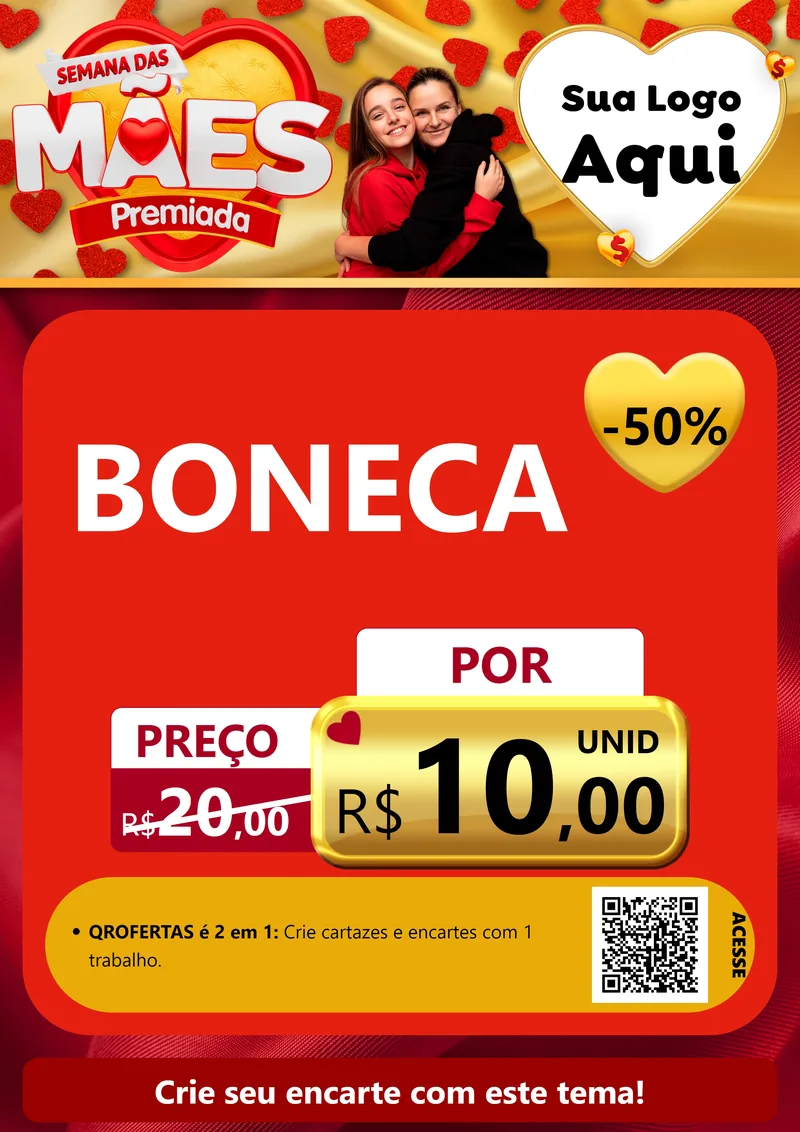 Modelo de Cartaz para Cartaz A4 Vertical com o tema Semana das Mães Premiada para Brinquedos
