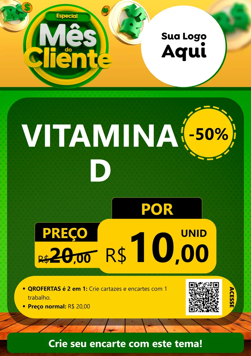 Modelo de Cartaz para Cartaz A4 Vertical com o tema Especial Mês do Cliente para Farmácia