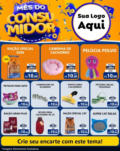 Modelo de Rede Social para Feed Instagram com o tema Mês do Consumidor para Pet Shop