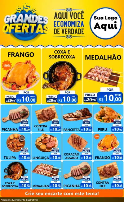 Modelo de Encarte para Encarte Grande com o tema Grandes Ofertas para Assados