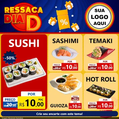 Modelo de Rede Social para Feed Facebook com o tema Ressaca Dia D para Comida japonesa