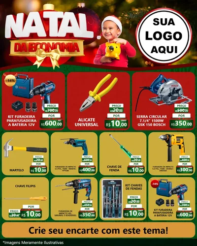 Modelo de Rede Social para Feed Instagram com o tema Natal da Economia para Maquinas e Ferramentas