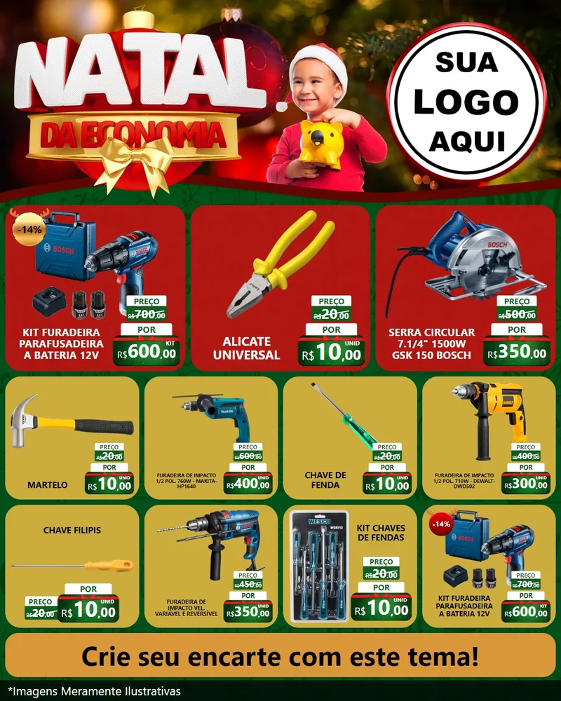 Modelo de Rede Social para Feed Instagram com o tema Natal da Economia para Maquinas e Ferramentas