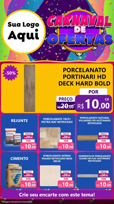Modelo de Rede Social para Stories com o tema Carnaval de Ofertas para Pisos e revestimentos