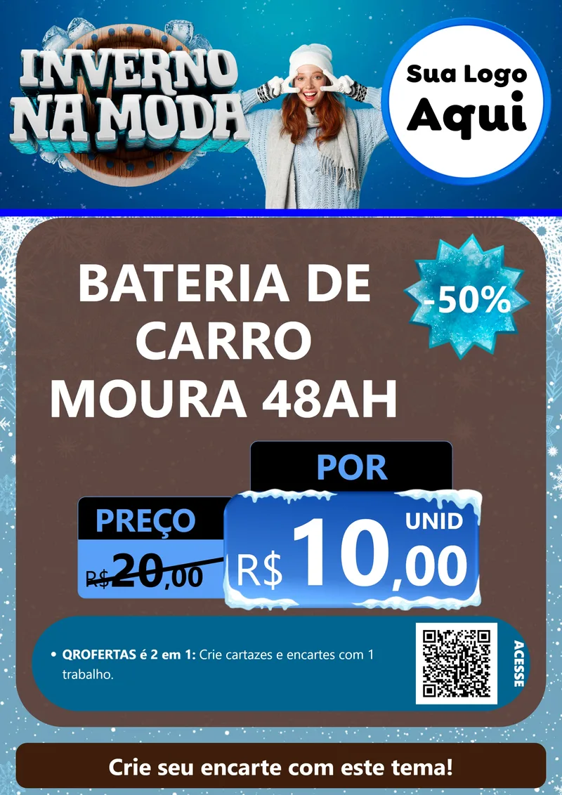 Modelo de Cartaz para Cartaz A4 Vertical com o tema Inverno na Moda para Baterias Elétricas