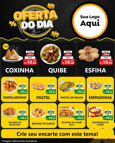 Modelo de Rede Social para Feed Instagram com o tema Oferta Do Dia para Salgadaria