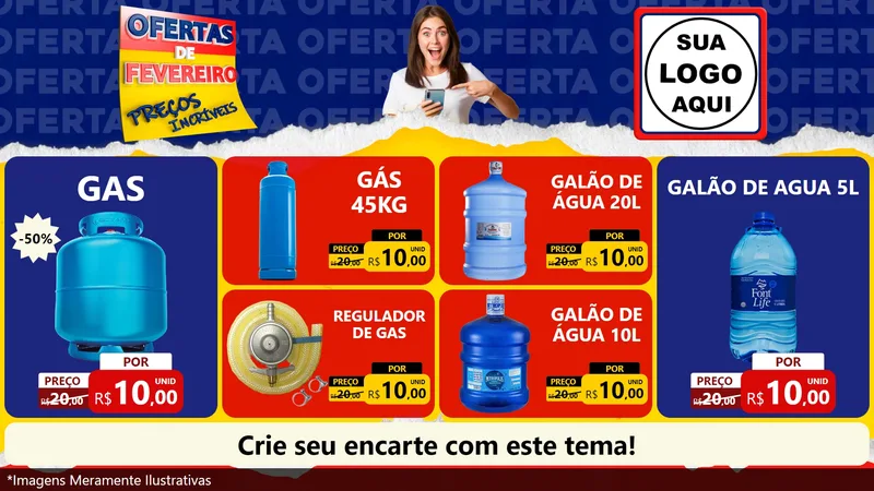 Modelo de TV para TV Horizontal com o tema Ofertas de Fevereiro - Preços Incríveis para Água e gás
