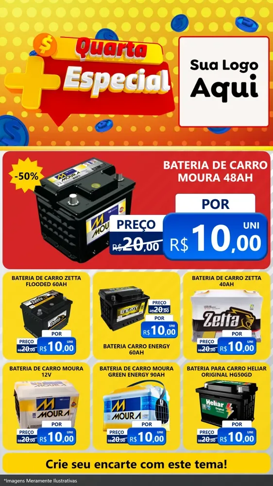 Modelo de Rede Social para Stories com o tema Quarta Mais Especial para Baterias Elétricas