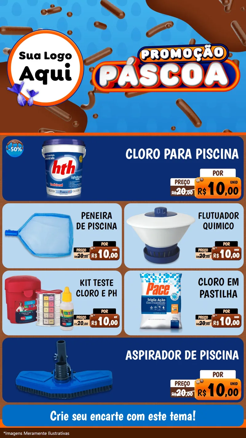 Modelo de TV para TV Vertical com o tema Promoção Páscoa para Produtos para Piscina