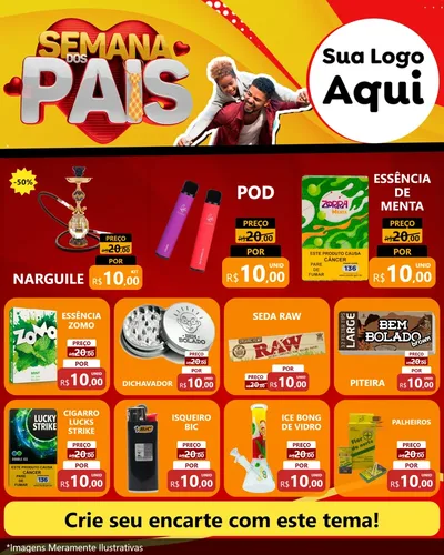 Modelo de Rede Social para Feed Instagram com o tema Semana Dos Pais para Tabacaria