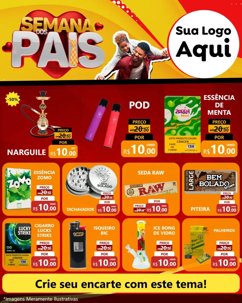 Modelo de Rede Social para Feed Instagram com o tema Semana Dos Pais para Tabacaria
