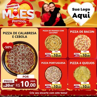 Modelo de Rede Social para Feed Facebook com o tema Semana das Mães Premiada para Pizzaria