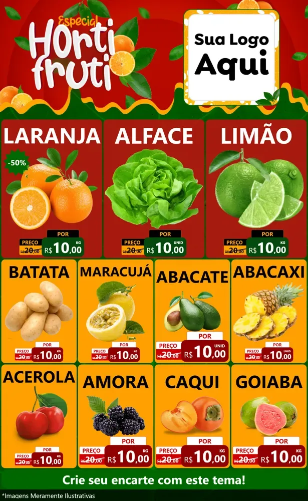 Modelo de Encarte para Encarte Grande com o tema Especial Hortifruti para Hortifrúti