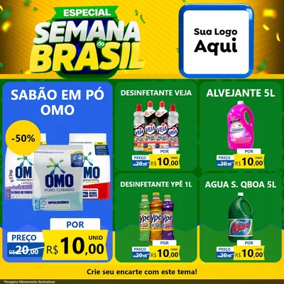 Modelo de Rede Social para Feed Facebook com o tema Especial Semana do Brasil para Produtos de Limpeza