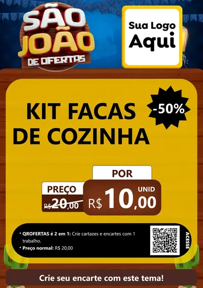 Modelo de Cartaz para Cartaz A4 Vertical com o tema São João Ofertas Imbatíveis! - Junina para Utilidades Domésticas