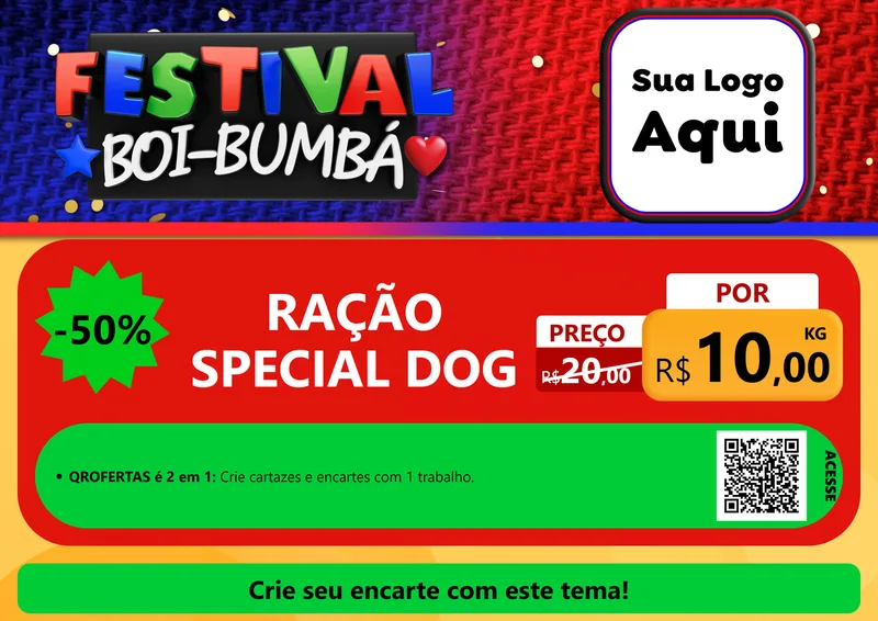 Modelo de Cartaz para Cartaz A4 Horizontal com o tema Festival Boi-Bumbá para Pet Shop