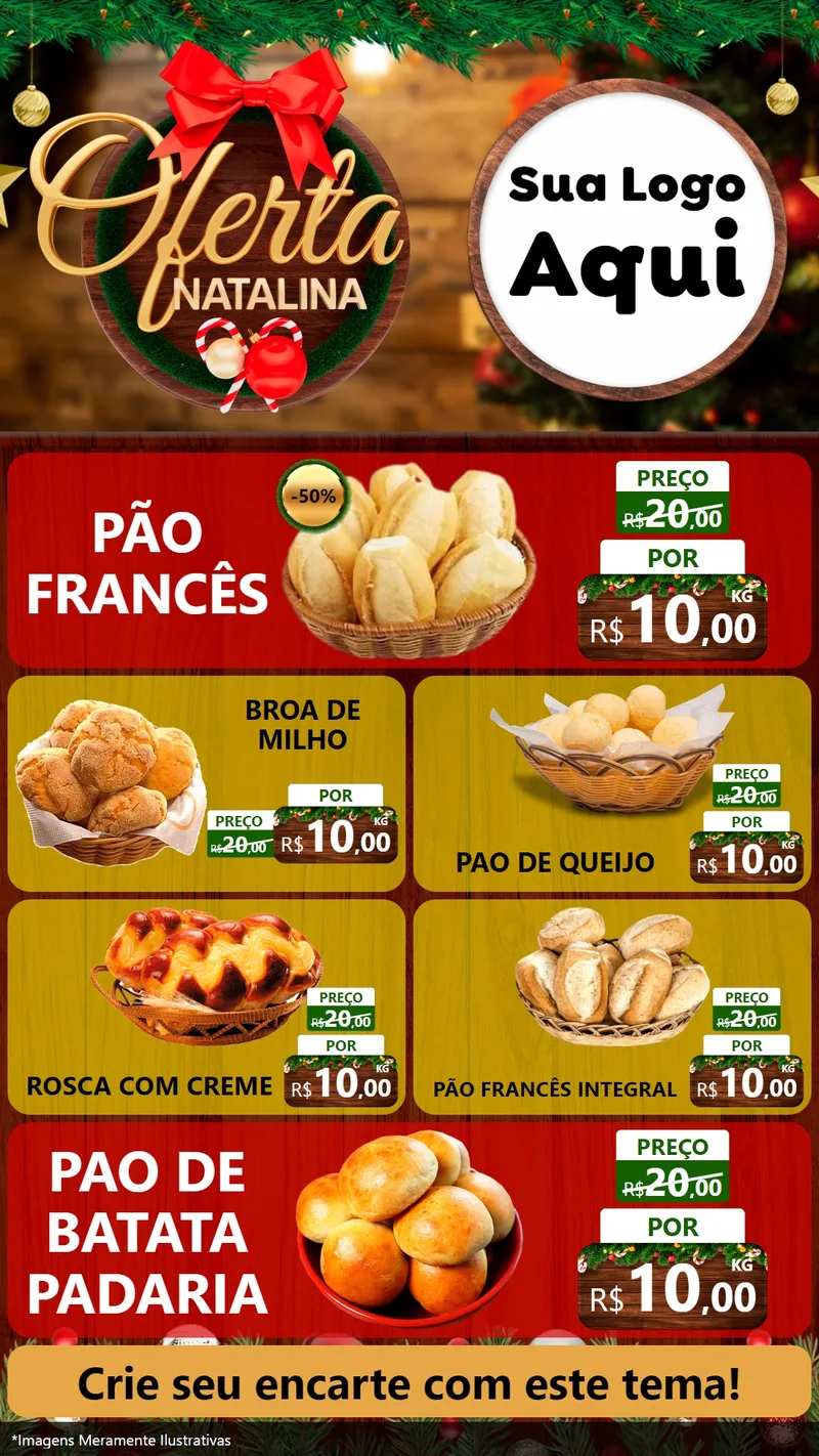 Modelo de TV para TV Vertical com o tema Ofertas Natalina para Padaria