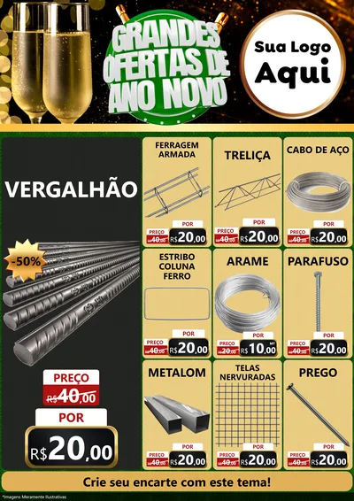 Modelo de Encarte para Encarte A4 Vertical com o tema Grandes Ofertas de Ano Novo para Ferragens