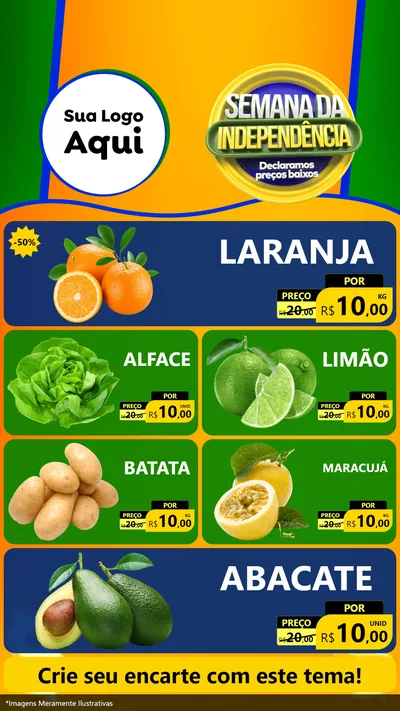 Modelo de TV para TV Vertical com o tema Semana da Independência Declaramos Preços Baixos para Hortifrúti