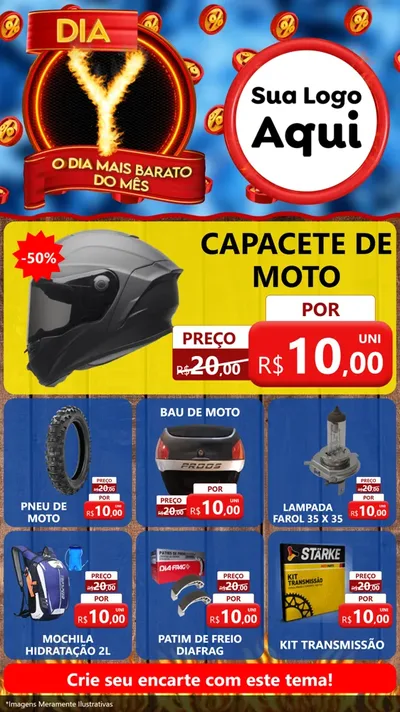 Modelo de Rede Social para Stories com o tema Dia Y - O Dia Mais Barato Do Mês para Moto peças