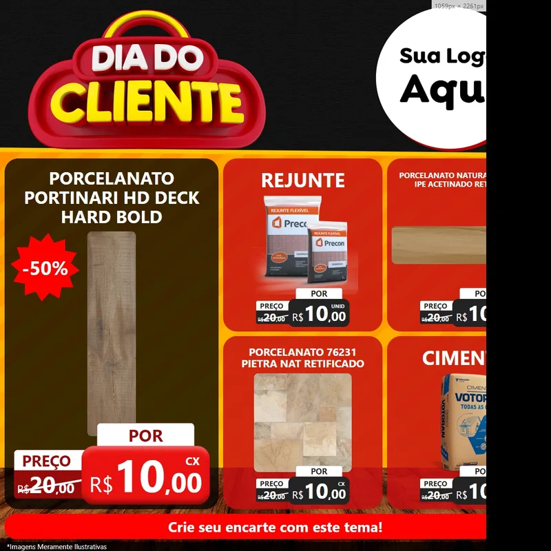 Modelo de Rede Social para Feed Facebook com o tema Dia do Cliente para Pisos e revestimentos
